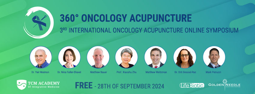 Oncology Acupuncture Symposium banner with pictures of teachers